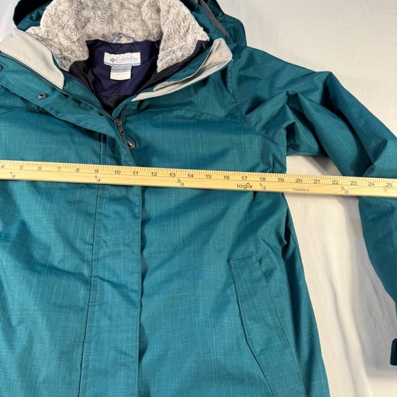 Columbia Interchange Jacket Teal Blue Hooded Faux Fur Lined Women's Size S - Picture 5 of 16
